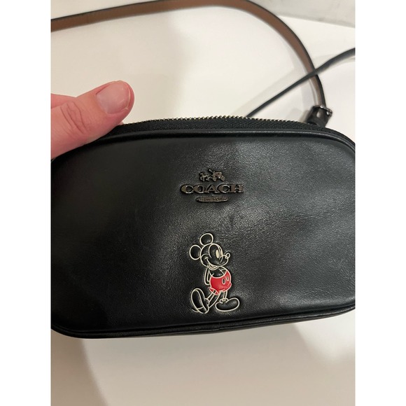Disney x Coach Leather Mickey Mouse Crossbody- black - Picture 1 of 10
